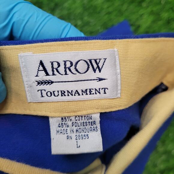 VTG 70s Arrow Tournament Color Block Striped Polo Shirt Mens Large - Picture 5 of 5